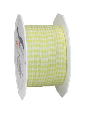 Präsent Motivband Karo Vichy 20-m-Rolle 10 mm limette/ weiss