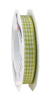 Präsent Motivband Karo Vichy 20-m-Rolle 15 mm limette/ weiss