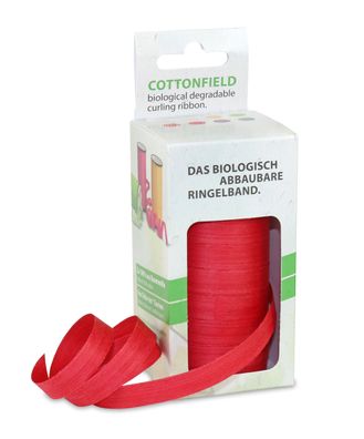 Ringelband Baumwolle Cottonfield 50-m-Spule 10 mm rot