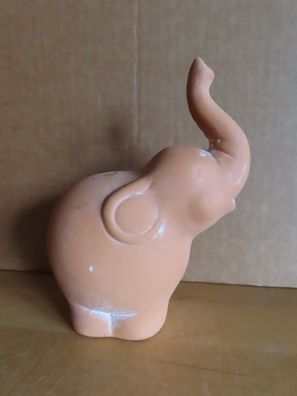 Figur Elefant Terrakotte-Farben Keramik Rüssel nach oben / ca. 14 cm H