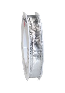 Präsent Glänzend mit Drahtkante Devon 20-m-Rolle 15 mm silber