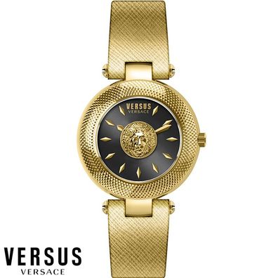 Versus by Versace VSP644320 Bricklane schwarz gold Leder Damen Uhr NEU