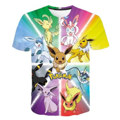 Pokemon T-Shirt für Kinder (Unisex) - Motiv Evoli, Nachtara, Feelinara, Aquana
