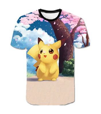 Pokemon T-Shirt für Kinder (Unisex) - Motiv: Pikachu unter Kirschblütenbaum