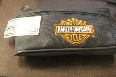 Harley-Davidson Mäppchen; Pencil Case, schwarz, LOGO bestickt, Reißverschluß