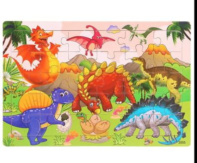 Kinder Baby Holz Dino Puzzle Cartoon Dinosaurier 30 Teile Puzzle