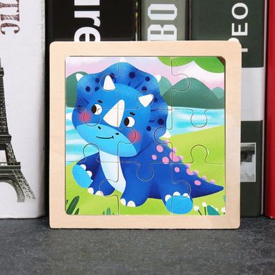 Kinder Baby Holz Puzzle Cartoon Dino Triceratops 9 Teile Puzzle