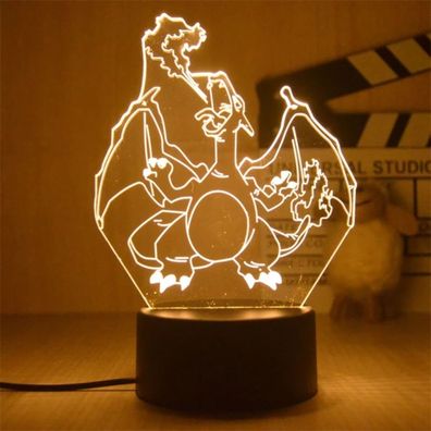 Pokemon Nachtlampe Glurak - 3D Lampe für Kinder Charizard