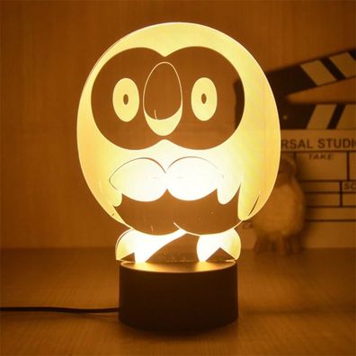 Pokemon Nachtlampe Bauz - 3D Lampe für Kinder Rowlet