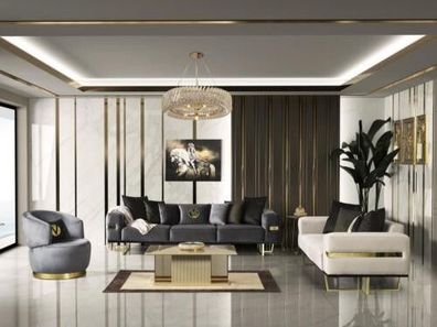 Luxus Sofagarnitur Couch Stoffsofa Möbel Einrichtung 4tlg. Set Gruppe