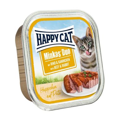 Happy Cat ?Duo Paté Häppchen Rind&Kaninchen - 12 x100g ? Nassfutter