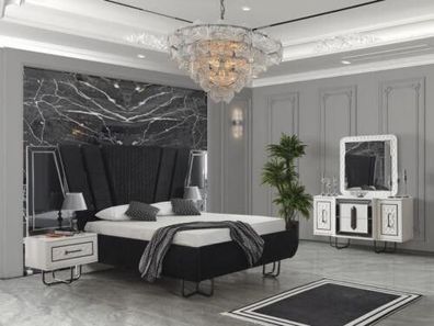 Schlafzimmer Bett 2x Nachttische + Kommode Set Komplettes Design Möbel 4tlg.