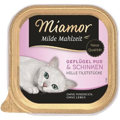 Miamor | Milde Mahlzeit Geflügel Pur & Schinken - 16 x 100 g ? Katzennassfutter