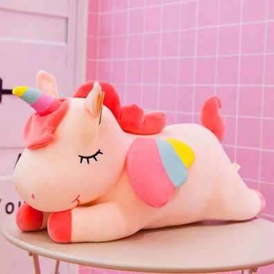 Einhorn Kuscheltier - 30cm süßes weiches Plüschtier schlafendes Unicorn pink