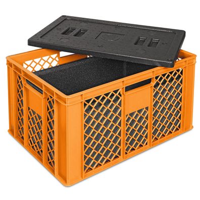 Eurobehälter mit EPP-Isolierbox, LxBxH 600 x 400 x 320 mm, 25 Liter, orange