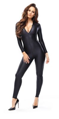Sexy Jumpsuit Schwarz Heißer Overall mit Reißverschluss Gr. S, M, L, XL