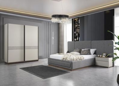 Italienisches Schlafzimmer Bett mit Nachttischen Kleiderschrank Loft Betten 4tlg
