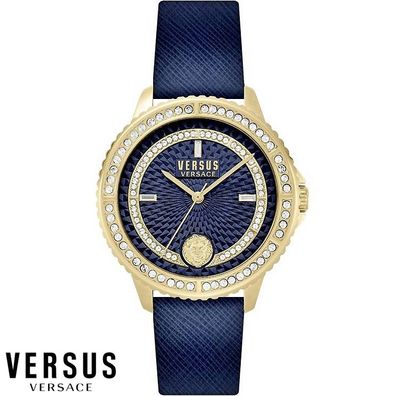 Versus by Versace VSPLM1819 Montorgueil Swarovski gold blau Damen Uhr NEU