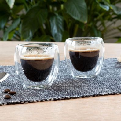 HI 2 Espresso Gläser 80 ml Borosilikatglas Glas Tassen Doppelwandig Transparent