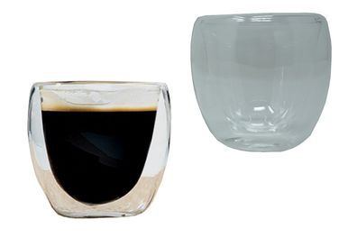 Thermoglas Espresso 2er Set Thermo Gläser Doppelwandig 80 ml Glastasse aus Borosil...