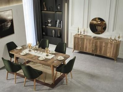 Luxus Set Esszimmer Esstisch Stuhl Ess Gruppe Holz Garnitur Tische 7tlg