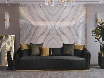 Schwarzes Sofa 3 Sitz Textil Grau Design Couchen Polster Sofas Couchen Neu