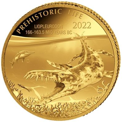 Kongo Prehistoric Liopleurodon Pliosaurier 2022 0,5 Gramm 999 Goldmünze (8)