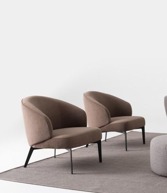 Sessel 1 Sitz textil Wohn Zimmer Luxus Sessel design braun modern neu