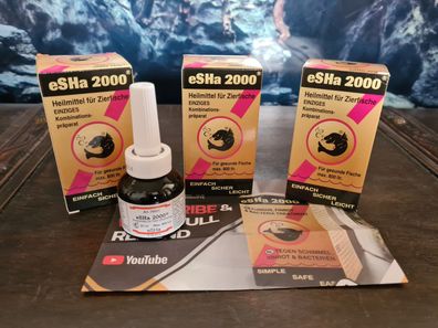 3x eSHa 2000 20ml - Heilmittel für Zierfische für 800 Liter Aquarium