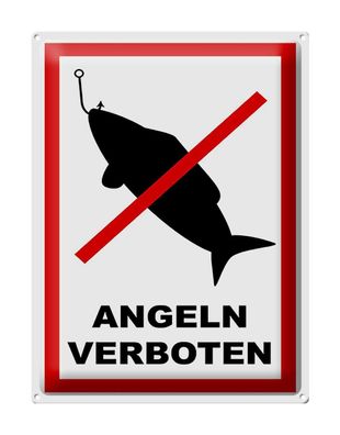 Blechschild Hinweis 30x40 cm Angeln verboten Metall Deko Schild tin sign