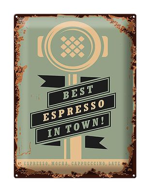 Blechschild Retro 30x40 cm Kaffee best espresso in town! Metall Schild tin sign