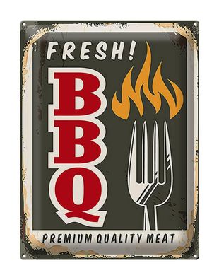 Blechschild Retro 30x40 Fresh! BBQ Premium Quality meat Deko Schild tin sign