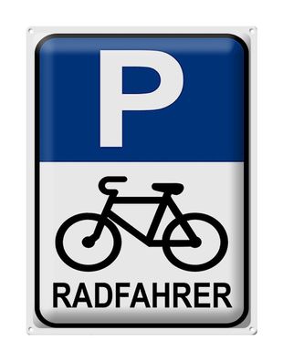 Blechschild Parken 30x40 cm Parkplatz Radfahrer Metall Deko Schild tin sign
