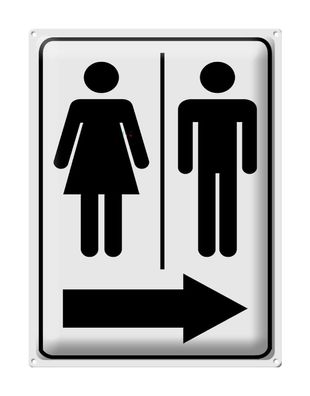 Blechschild Hinweis 30x40 cm Toilettenfiguren Pfeil rechts Deko Schild tin sign