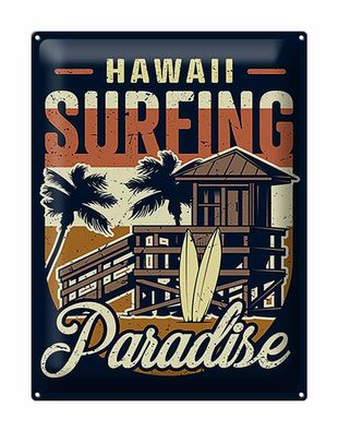 Blechschild Hawaii 30x40 cm Surfing Paradise Metall Deko Schild tin sign