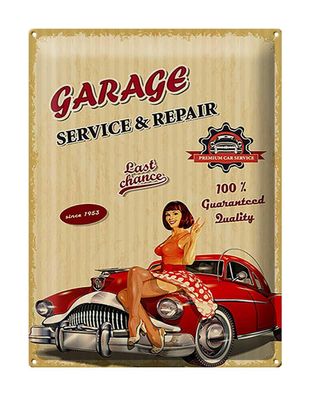 Blechschild Pinup Retro 30x40 cm Garage Service Repair Auto Deko Schild tin sign