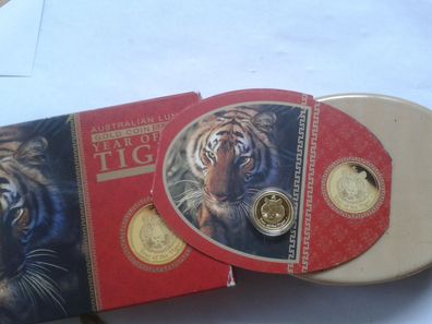 15$ 2010 PP Australien Lunar Tiger 1/10 Unze Gold 9999er 15 Dollars 2010 PP Tiger