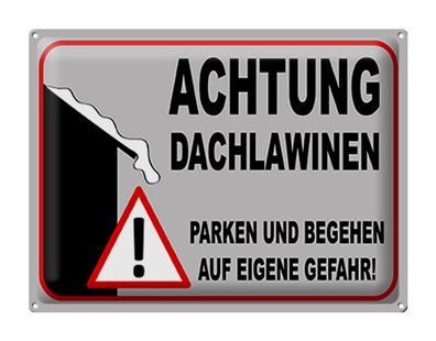 Blechschild Hinweis 40x30 cm Achtung Dachlawinen Gefahr Deko Schild tin sign