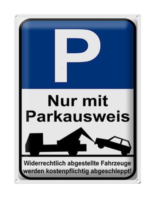 Blechschild Parken 30x40 cm Parkplatzschild mit Parkausweis Deko Schild tin sign