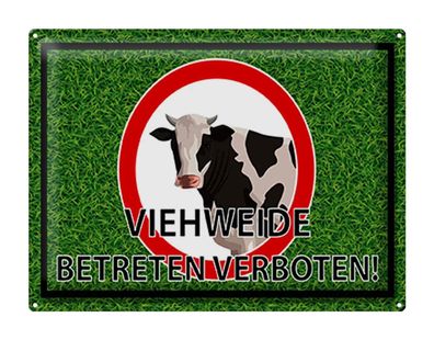 Blechschild Hinweis 40x30 cm Viehweide Betreten verboten Deko Schild tin sign