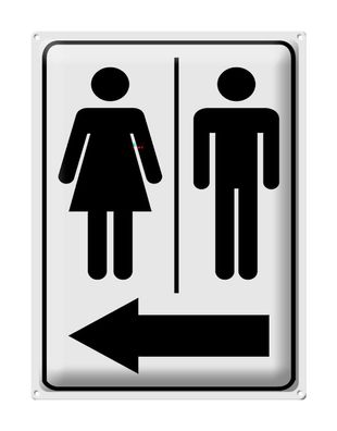 Blechschild Hinweis 30x40 cm Toilettenfiguren Pfeil links Deko Schild tin sign