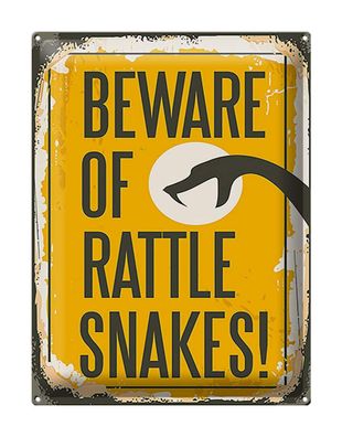 Blechschild Retro 30x40 cm Schlange beware of rattle snakes Deko Schild tin sign