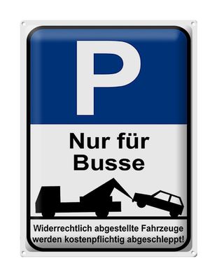 Blechschild Parken 30x40 cm Parkplatzschild P nur für Busse Deko Schild tin sign