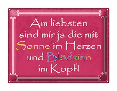 Blechschild Spruch 40x30 cm am Liebsten sind die mit Sonne Deko Schild tin sign