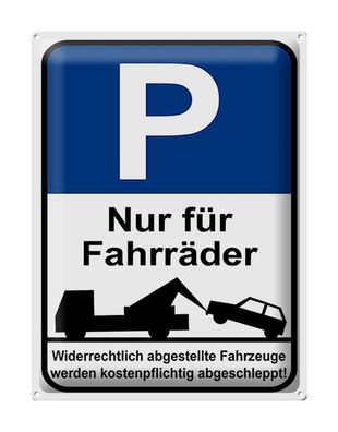 Blechschild Parken 30x40 cm Parkplatzschild nur Fahrräder Deko Schild tin sign