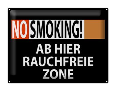 Blechschild Hinweis 40x30 cm No Smoking Rauchfreie Zone Deko Schild tin sign