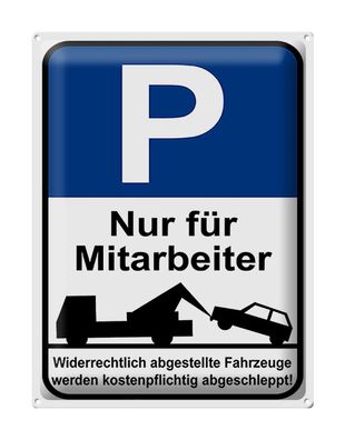 Blechschild Parken 30x40 cm Parkplatzschild nur Mitarbeiter Deko Schild tin sign