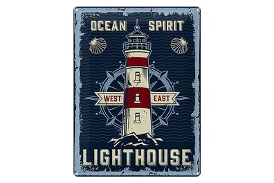 Blechschild Seefahrt 30x40 cm Ocean spirit lighthouse Deko Schild tin sign