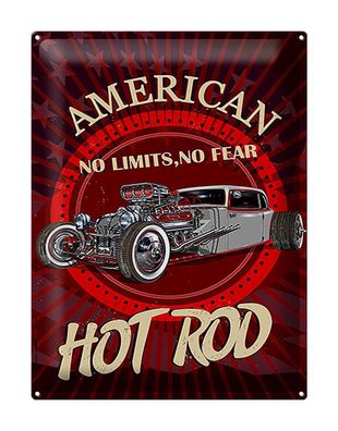 Blechschild American 30x40 cm hot rod Auto no limits no fear Deko Schild tin sign