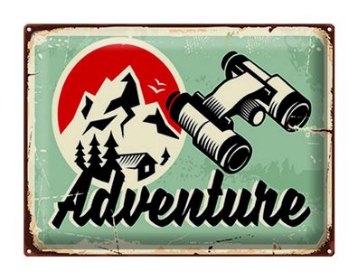 Blechschild Retro 40x30 cm Adventure Abenteuer Outdoor Deko Schild tin sign